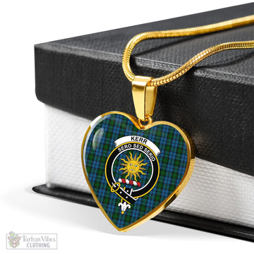 Kerr Hunting Tartan Heart Necklace with Family Crest