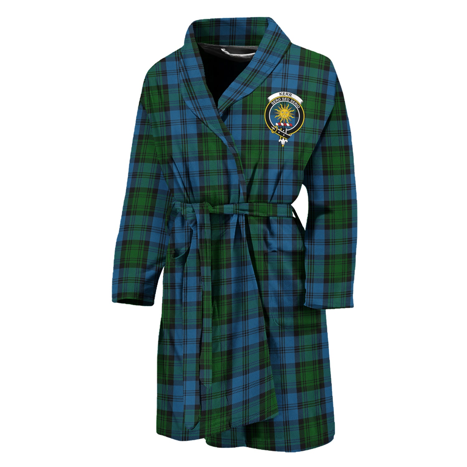 Kerr Hunting Tartan Bathrobe with Family Crest Unisex M - Tartan Vibes Clothing