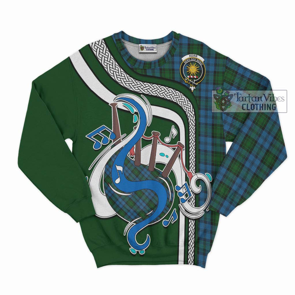 Tartan Vibes Clothing Kerr Hunting Tartan Sweatshirt with Epic Bagpipe Style