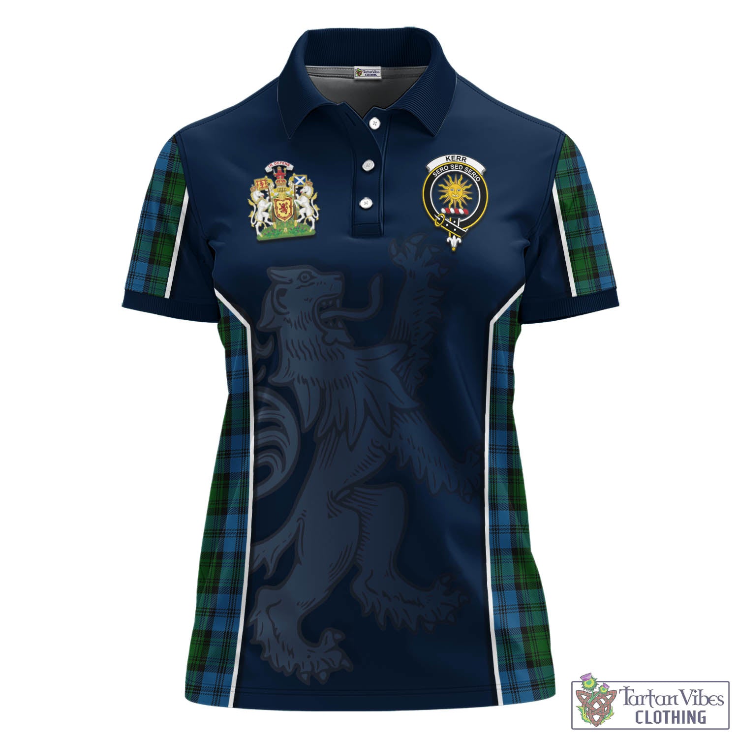 Tartan Vibes Clothing Kerr Hunting Tartan Women's Polo Shirt with Family Crest and Lion Rampant Vibes Sport Style