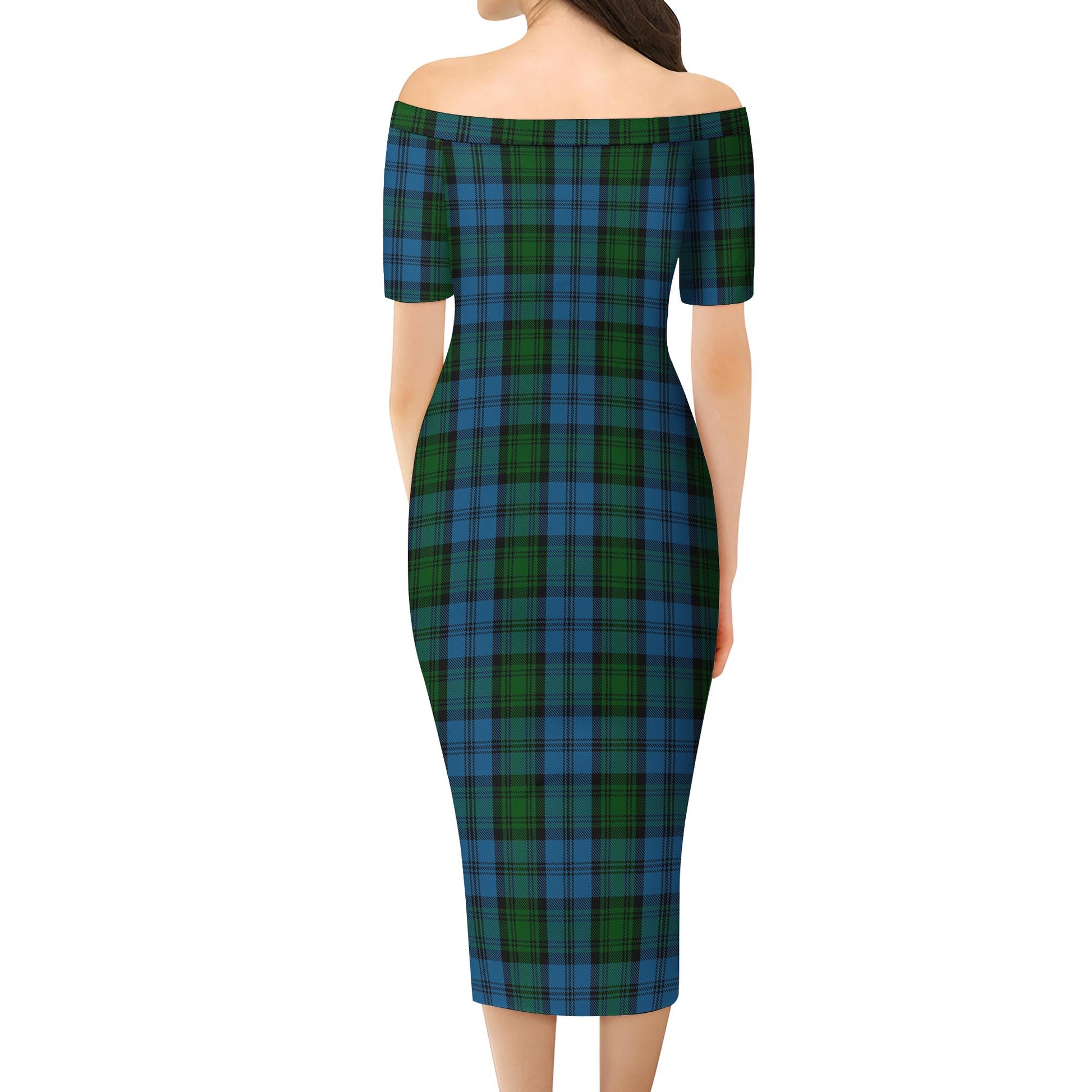 Kerr Hunting Tartan Off Shoulder Lady Dress - Tartanvibesclothing