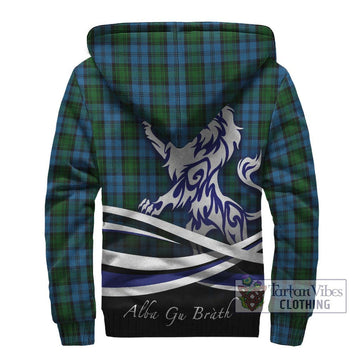 Kerr Hunting Tartan Sherpa Hoodie with Alba Gu Brath Regal Lion Emblem