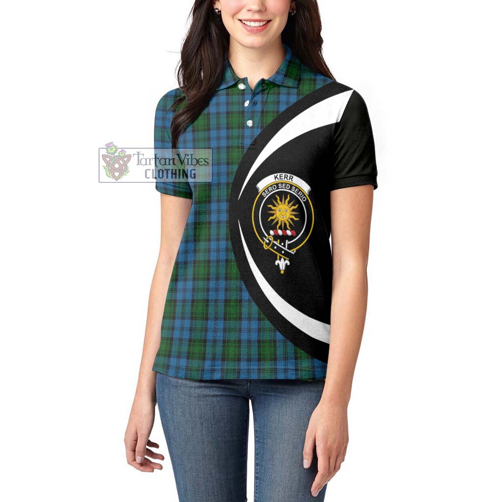 Kerr Hunting Tartan Women's Polo Shirt with Family Crest Circle Style - Tartan Vibes Clothing