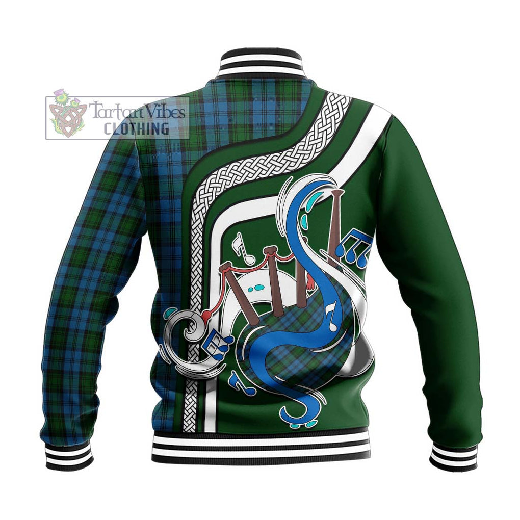 Tartan Vibes Clothing Kerr Hunting Tartan Baseball Jacket with Epic Bagpipe Style