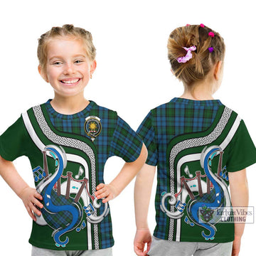 Kerr Hunting Tartan Kid T-Shirt with Epic Bagpipe Style