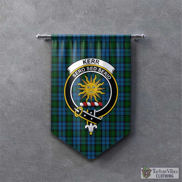 Kerr Hunting Tartan Gonfalon, Tartan Banner with Family Crest