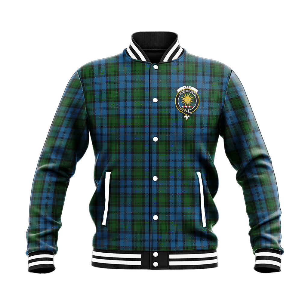 Kerr Hunting Tartan Baseball Jacket with Family Crest - Tartan Vibes Clothing