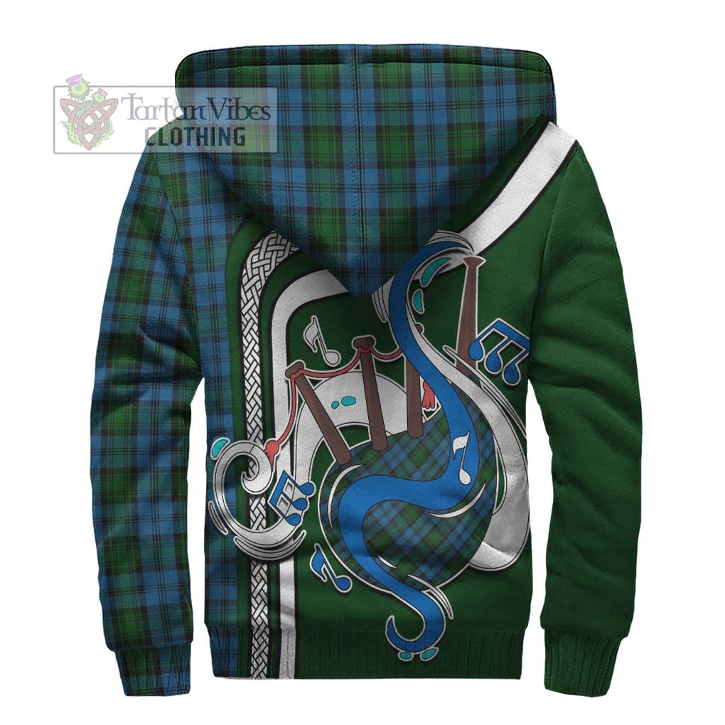 Kerr Hunting Tartan Sherpa Hoodie with Epic Bagpipe Style - Tartanvibesclothing Shop