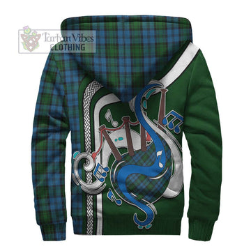 Kerr Hunting Tartan Sherpa Hoodie with Epic Bagpipe Style