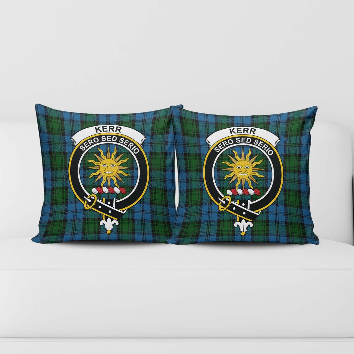 Kerr Hunting Tartan Pillow Cover with Family Crest - Tartanvibesclothing