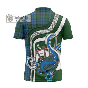 Kerr Hunting Tartan Zipper Polo Shirt with Epic Bagpipe Style