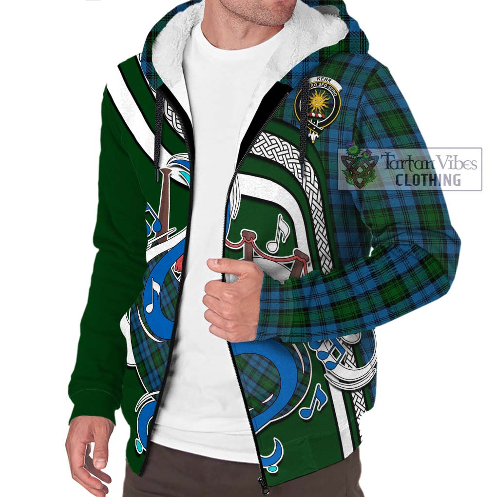 Kerr Hunting Tartan Sherpa Hoodie with Epic Bagpipe Style Unisex - Tartanvibesclothing Shop