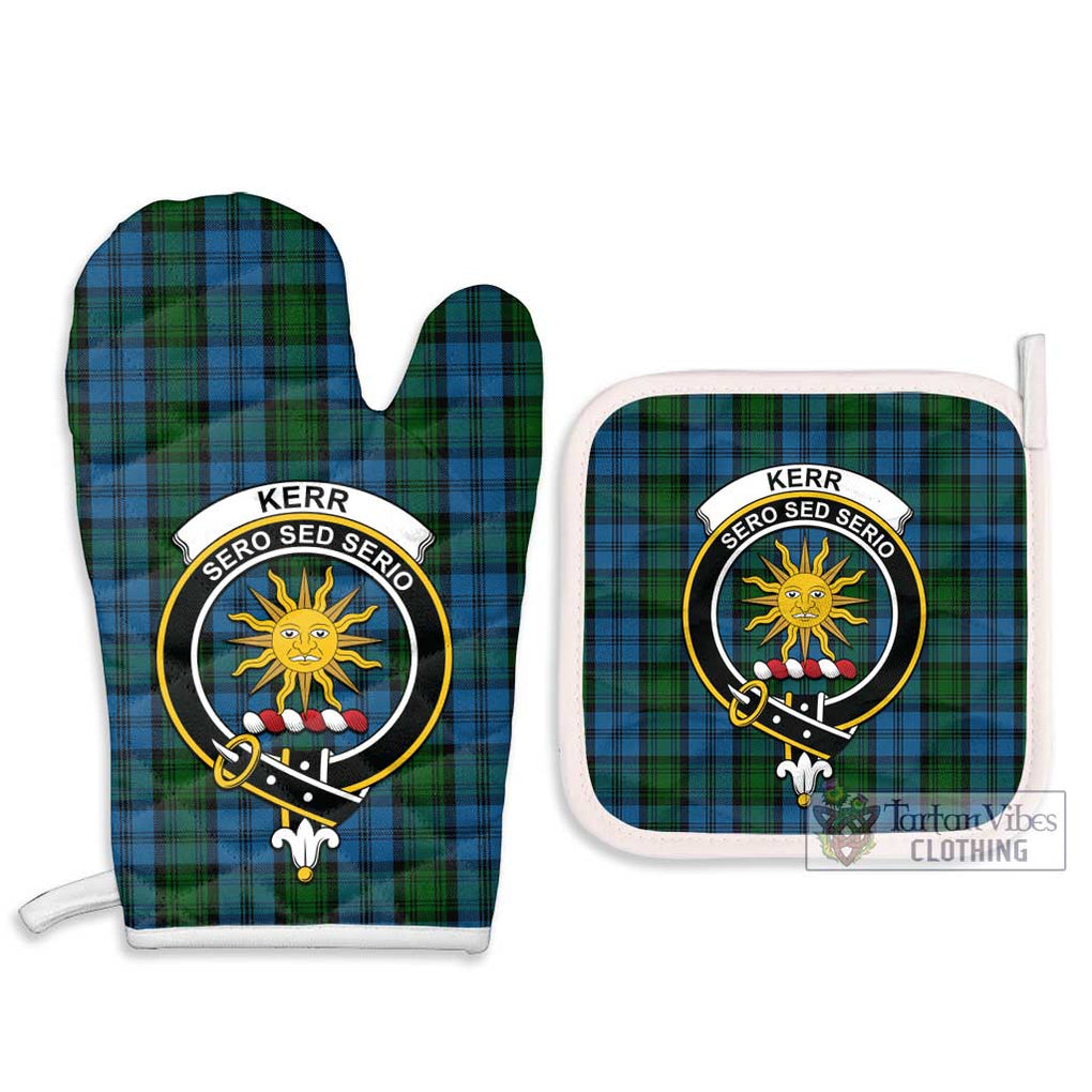 Kerr Hunting Tartan Combo Oven Mitt & Pot-Holder with Family Crest Combo 1 Oven Mitt & 2 Pot-Holder White - Tartan Vibes Clothing