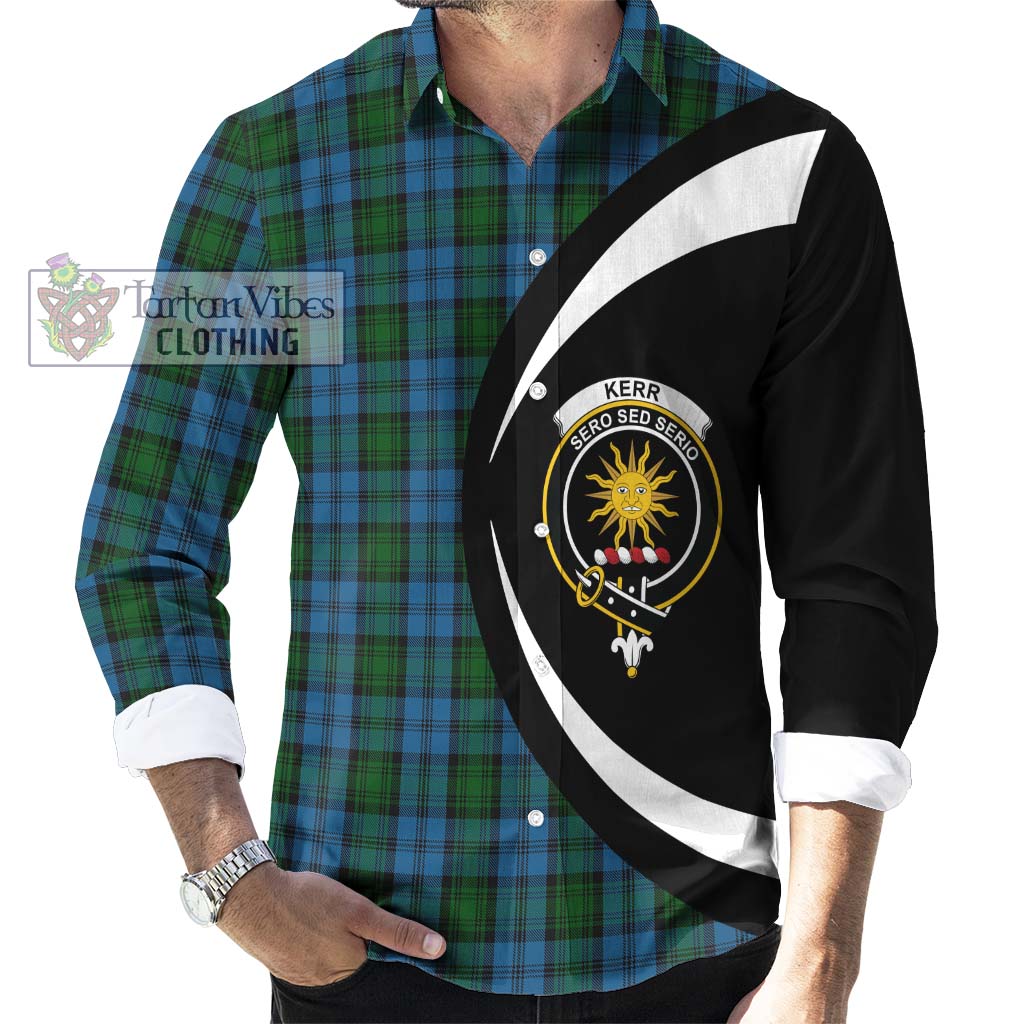 Kerr Hunting Tartan Long Sleeve Button Up with Family Crest Circle Style - Tartan Vibes Clothing