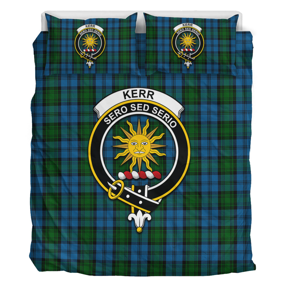 Kerr Hunting Tartan Bedding Set with Family Crest - Tartan Vibes Clothing