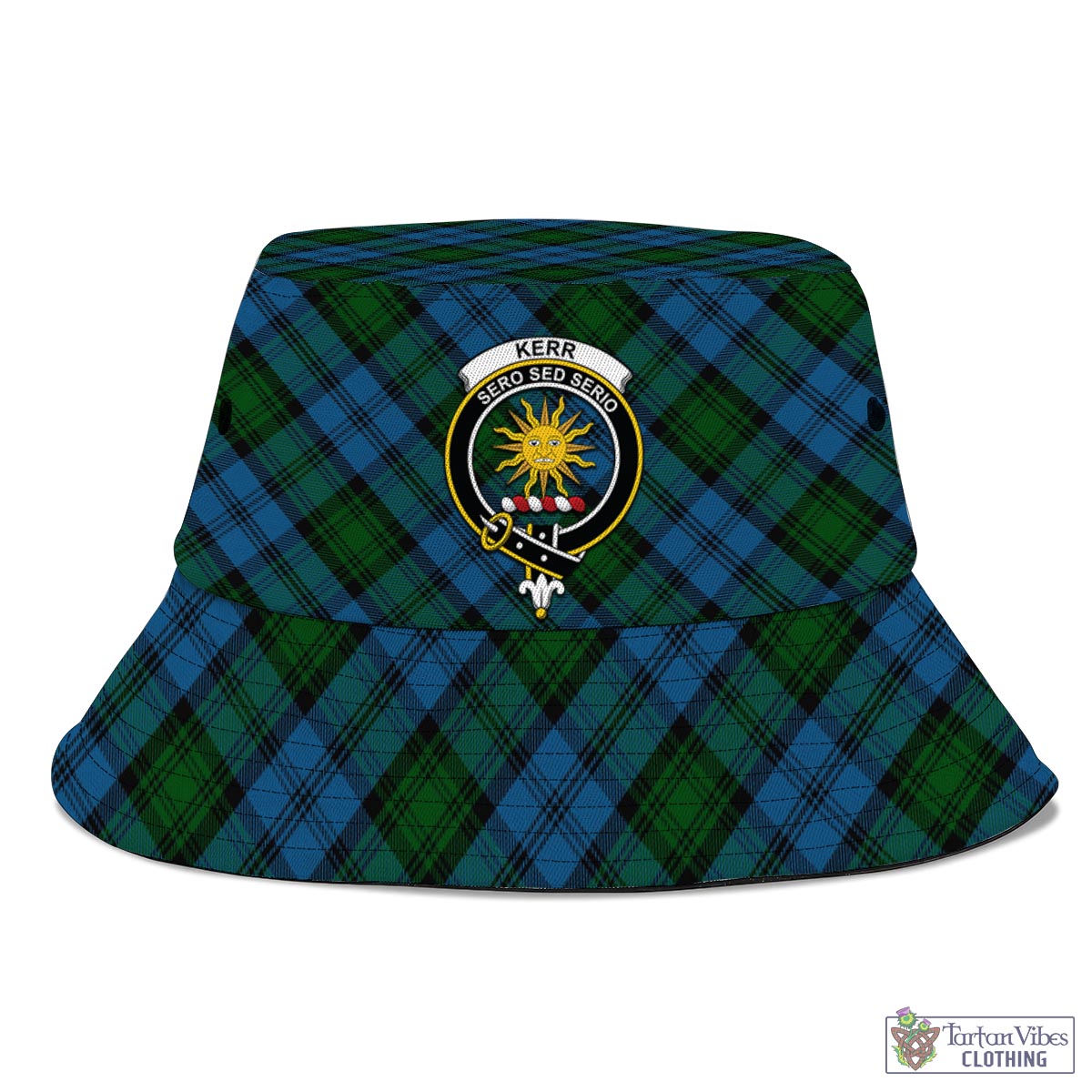 Tartan Vibes Clothing Kerr Hunting Tartan Bucket Hat with Family Crest