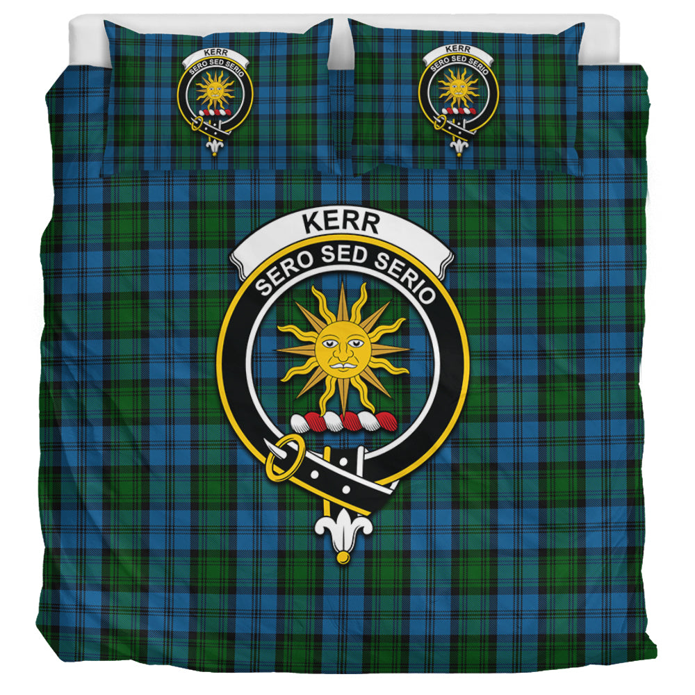 Kerr Hunting Tartan Bedding Set with Family Crest UK Bedding Set UK Super King 104*94 inch - Tartan Vibes Clothing