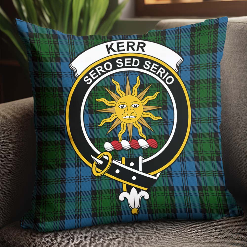 Kerr Hunting Tartan Pillow Cover with Family Crest - Tartanvibesclothing