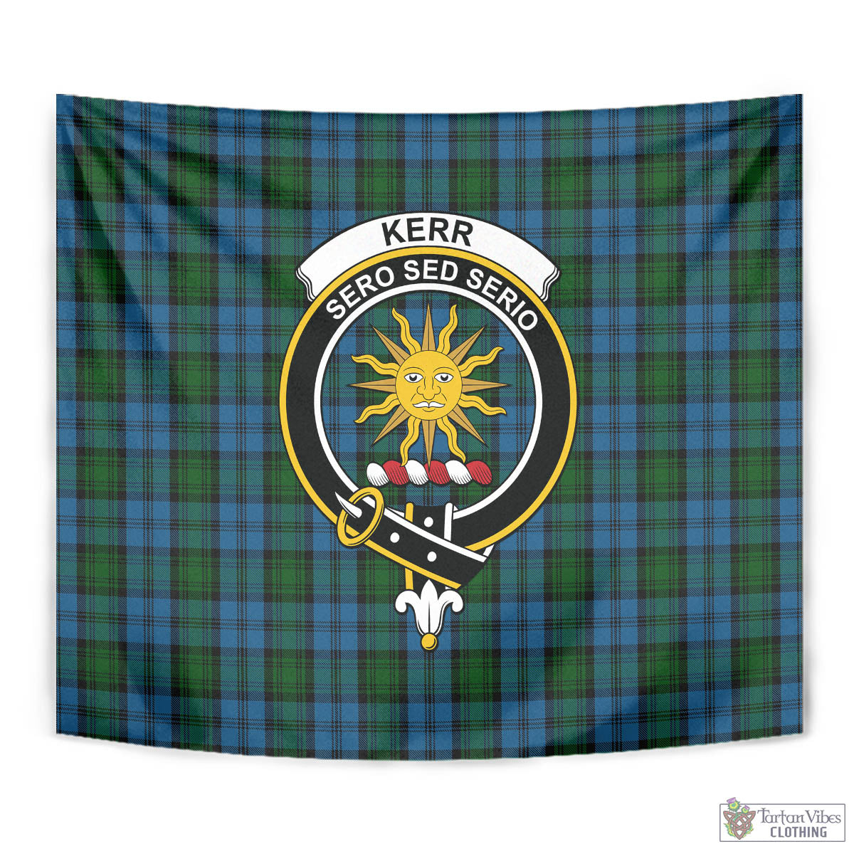 Tartan Vibes Clothing Kerr Hunting Tartan Tapestry Wall Hanging and Home Decor for Room with Family Crest