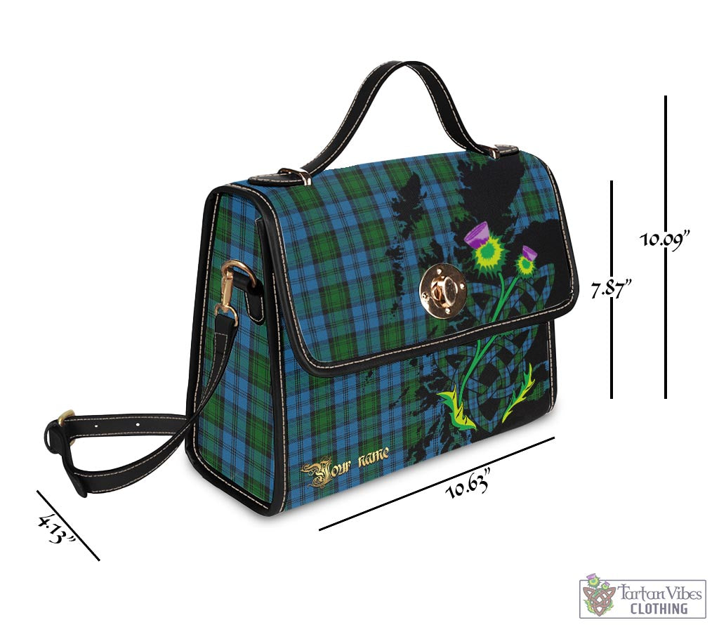 Tartan Vibes Clothing Kerr Hunting Tartan Waterproof Canvas Bag with Scotland Map and Thistle Celtic Accents