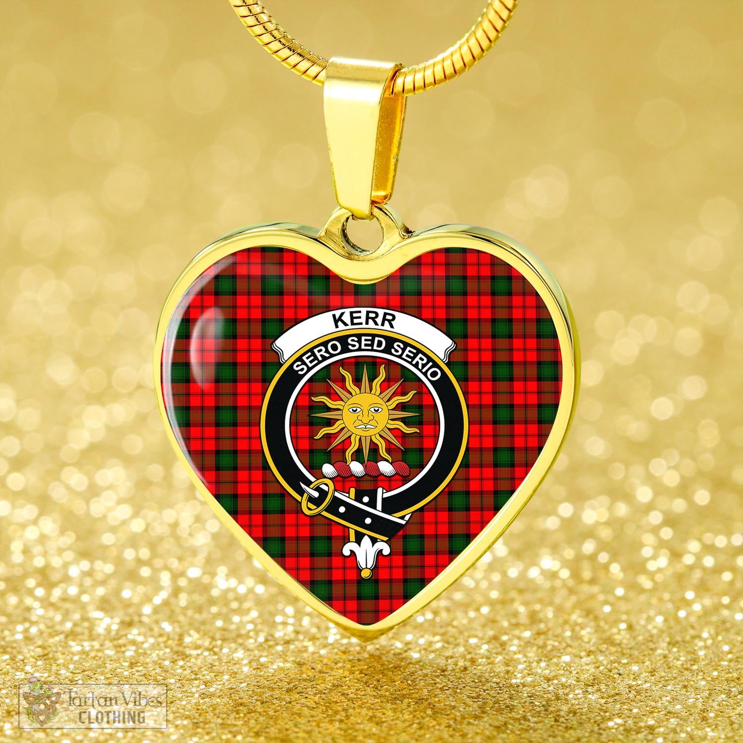 Tartan Vibes Clothing Kerr Modern Tartan Heart Necklace with Family Crest