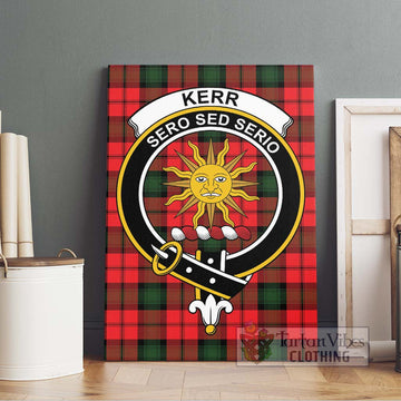 Kerr Modern Tartan Canvas Print Wall Art with Family Crest