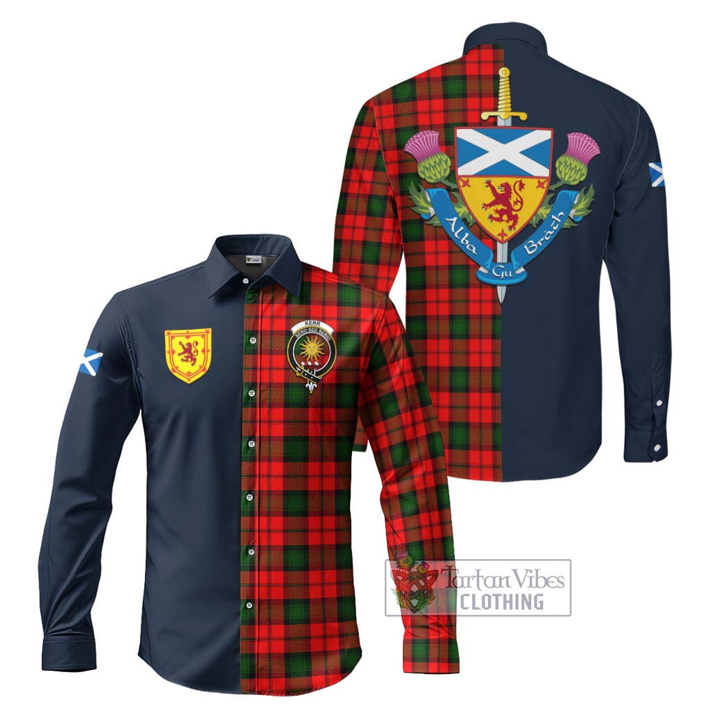 Tartan Vibes Clothing Kerr Modern Tartan Long Sleeve Button Shirt with Scottish Lion Royal Arm Half Style