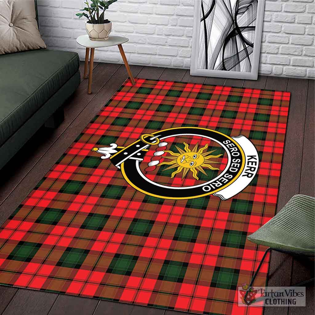 Tartan Vibes Clothing Kerr Modern Tartan Area Rug with Family Crest