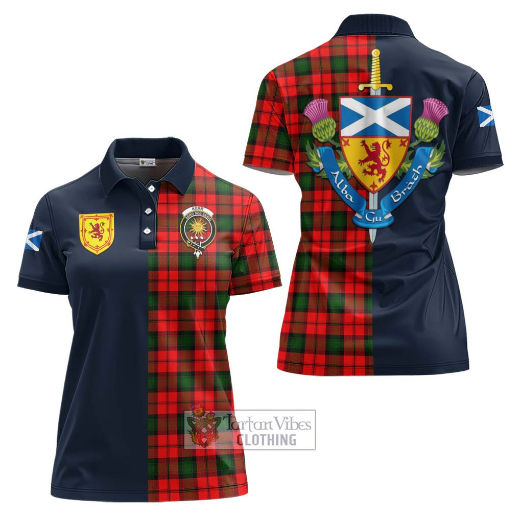 Tartan Vibes Clothing Kerr Modern Tartan Women's Polo Shirt with Scottish Lion Royal Arm Half Style