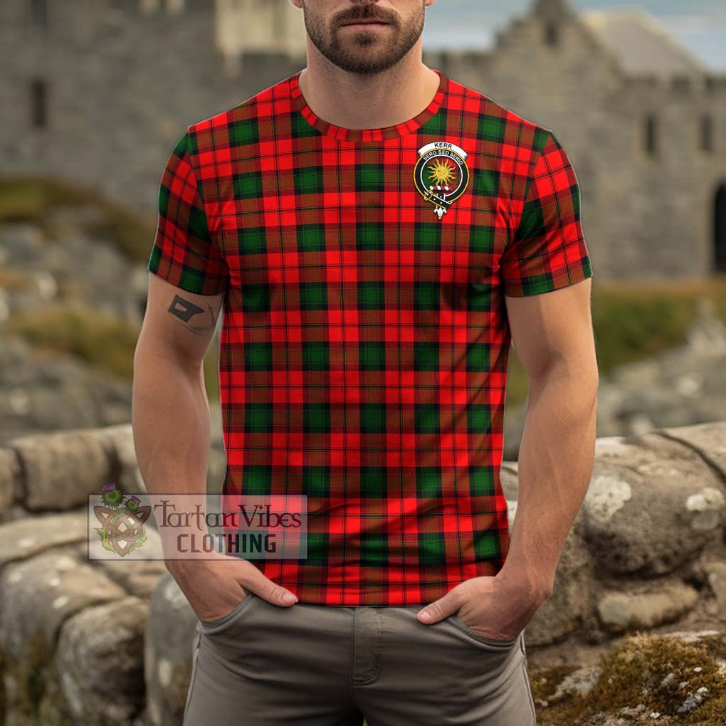 Kerr Modern Tartan Cotton T-Shirt with Family Crest Men's Shirt - Tartanvibesclothing Shop