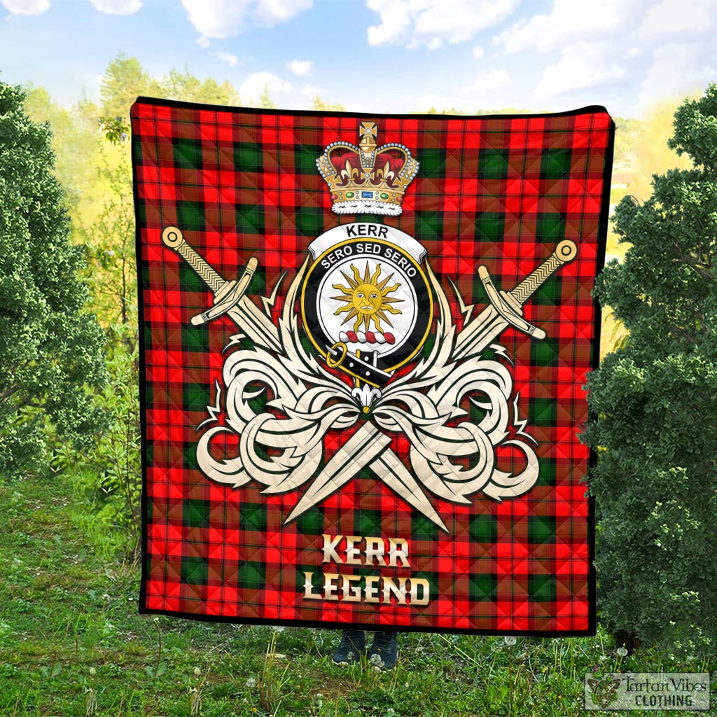 Tartan Vibes Clothing Kerr Modern Tartan Quilt with Clan Crest and the Golden Sword of Courageous Legacy