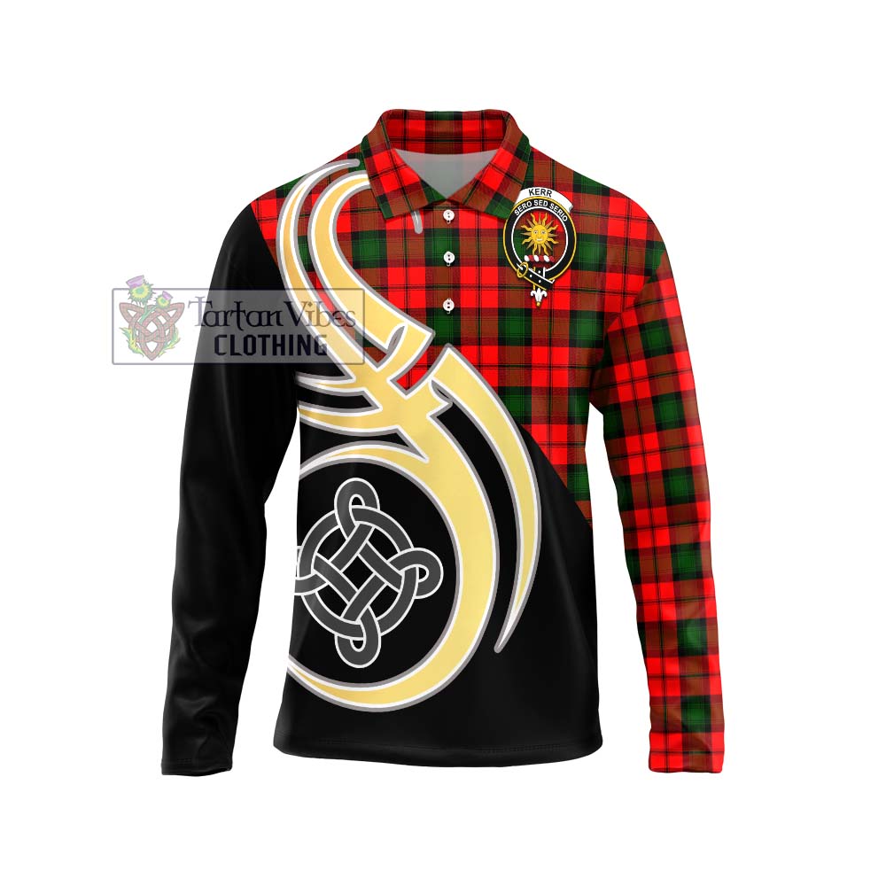 Kerr Modern Tartan Long Sleeve Polo Shirt with Family Crest and Celtic Symbol Style Unisex - Tartan Vibes Clothing