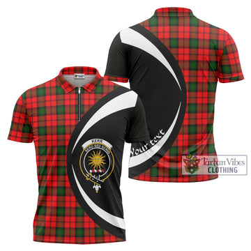 Kerr Modern Tartan Zipper Polo Shirt with Family Crest Circle Style