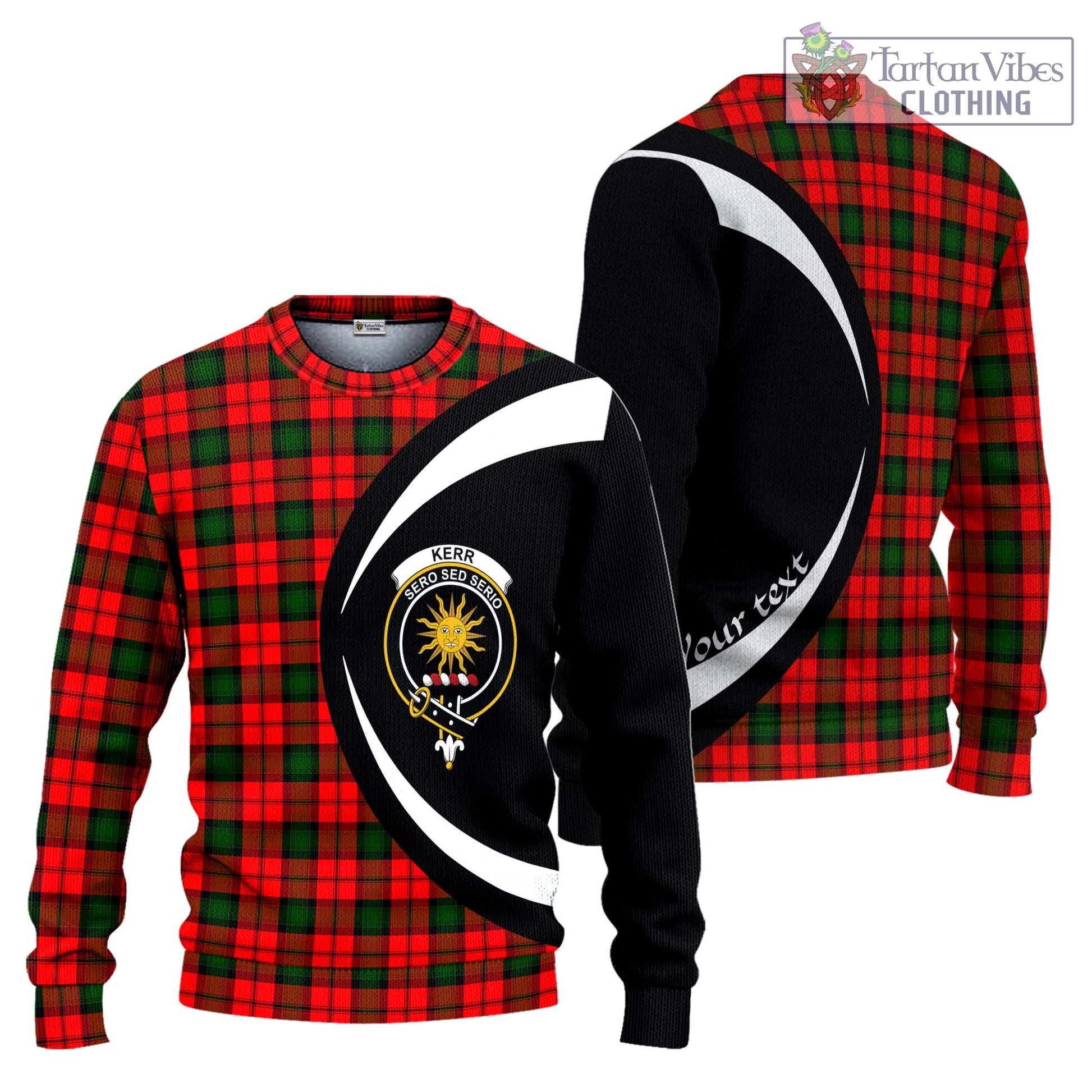 Kerr Modern Tartan Ugly Sweater with Family Crest Circle Style Unisex - Tartan Vibes Clothing