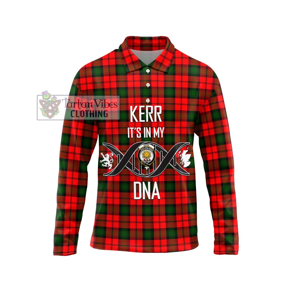 Kerr Modern Tartan Long Sleeve Polo Shirt with Family Crest DNA In Me Style Unisex - Tartanvibesclothing Shop