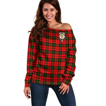 Kerr Modern Tartan Off Shoulder Women Sweater with Family Crest