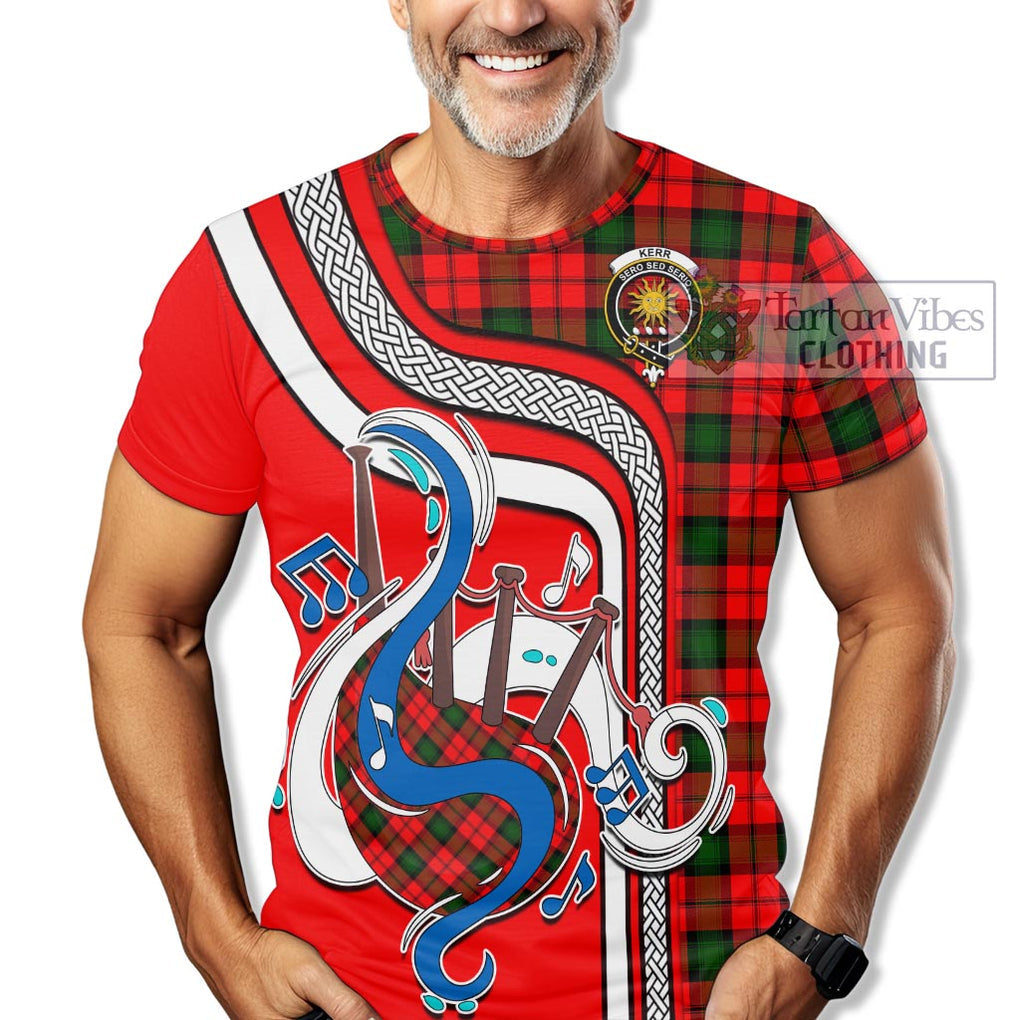 Kerr Modern Tartan T-Shirt with Epic Bagpipe Style Kid's Shirt - Tartanvibesclothing Shop