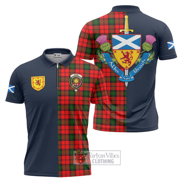 Kerr Modern Tartan Zipper Polo Shirt Alba with Scottish Lion Royal Arm Half Style