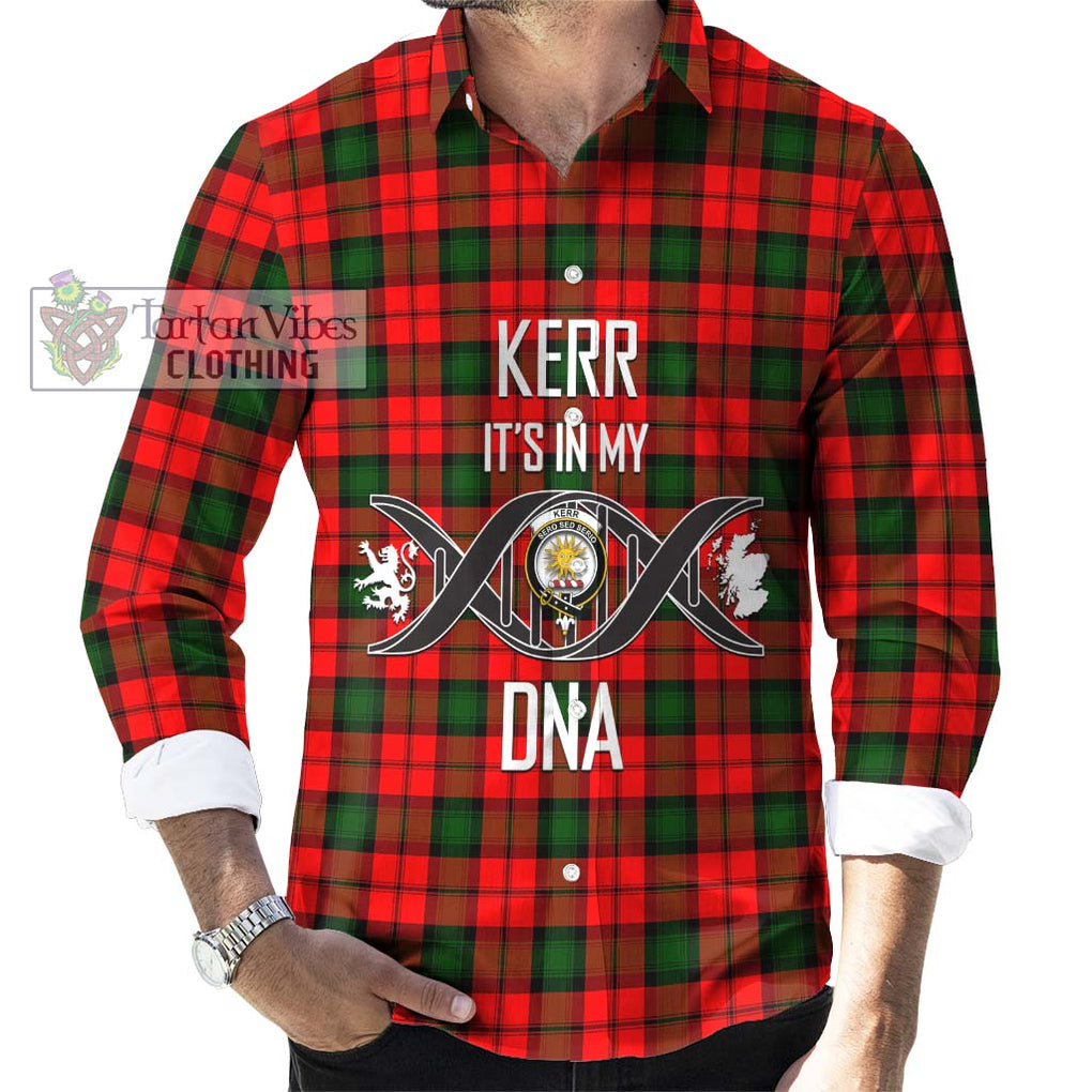 Kerr Modern Tartan Long Sleeve Button Shirt with Family Crest DNA In Me Style Men's Shirt S - Tartanvibesclothing Shop