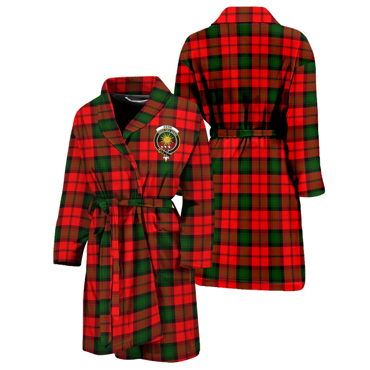 Kerr Modern Tartan Bathrobe with Family Crest Unisex S - Tartan Vibes Clothing