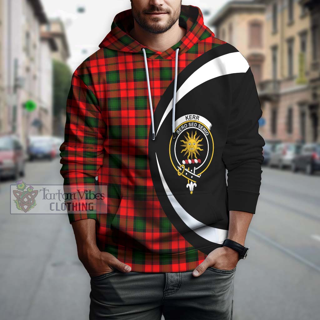 Tartan Vibes Clothing Kerr Modern Tartan Hoodie with Family Crest Circle Style