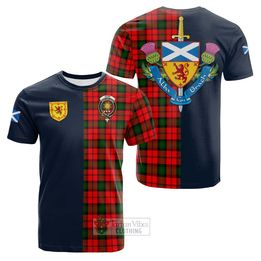 Tartan Vibes Clothing Kerr Modern Tartan Cotton T-shirt with Scottish Lion Royal Arm Half Style