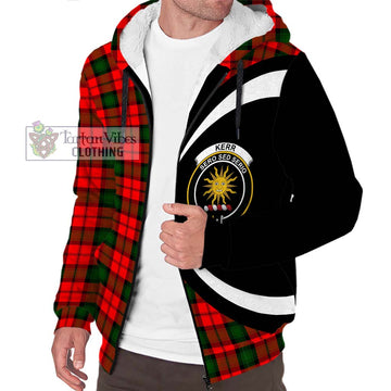 Kerr Modern Tartan Sherpa Hoodie with Family Crest Circle Style