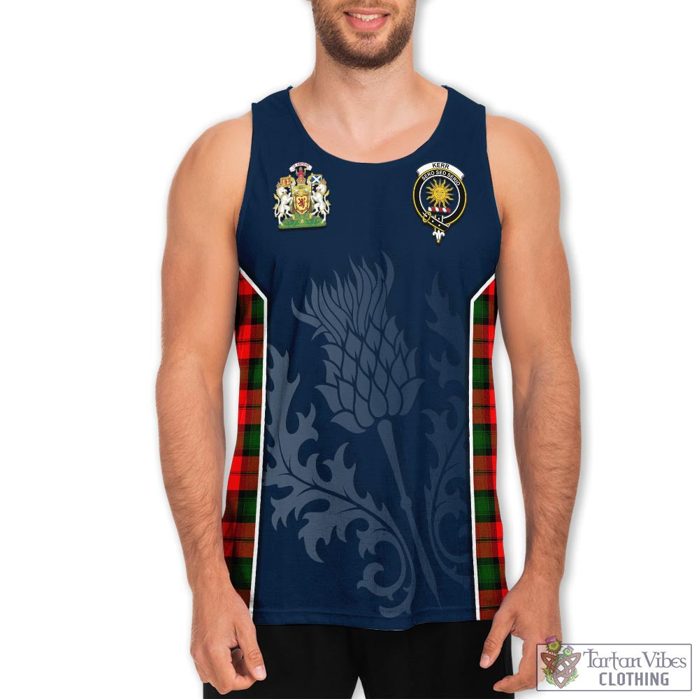 Tartan Vibes Clothing Kerr Modern Tartan Men's Tanks Top with Family Crest and Scottish Thistle Vibes Sport Style