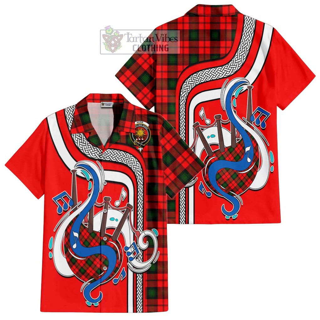 Kerr Modern Tartan Short Sleeve Button Shirt with Epic Bagpipe Style Kid - Tartanvibesclothing Shop