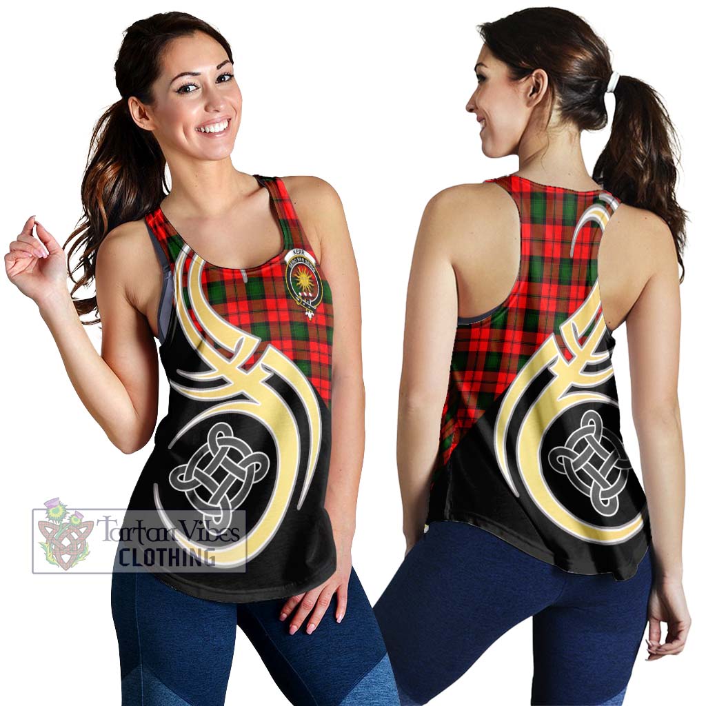 Kerr Modern Tartan Women's Racerback Tanks with Family Crest and Celtic Symbol Style 4XL - Tartan Vibes Clothing