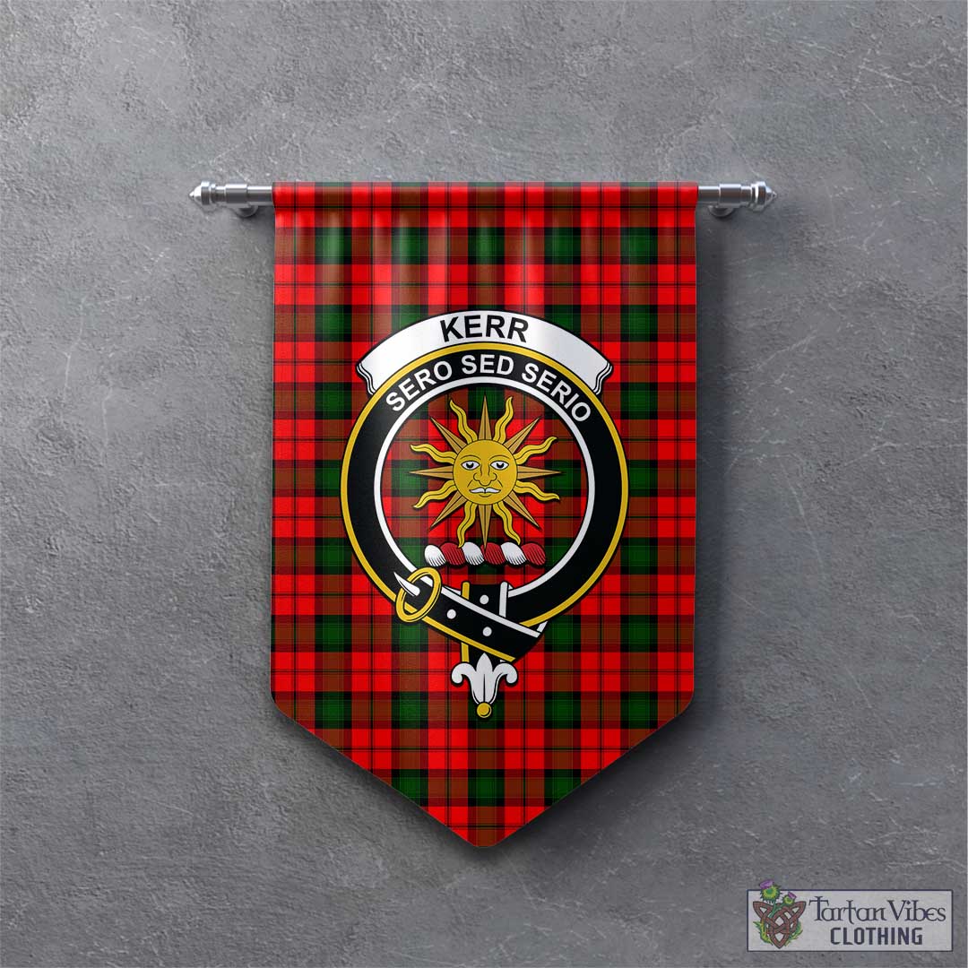 Tartan Vibes Clothing Kerr Modern Tartan Gonfalon, Tartan Banner with Family Crest