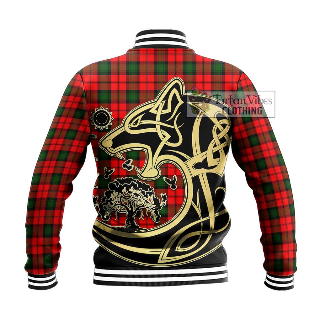 Kerr Modern Tartan Baseball Jacket with Family Crest Celtic Wolf Style - Tartan Vibes Clothing