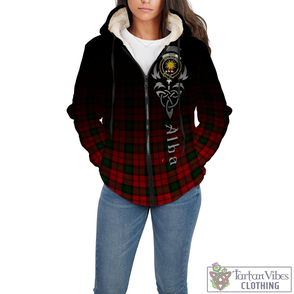 Tartan Vibes Clothing Kerr Modern Tartan Sherpa Hoodie Featuring Alba Gu Brath Family Crest Celtic Inspired