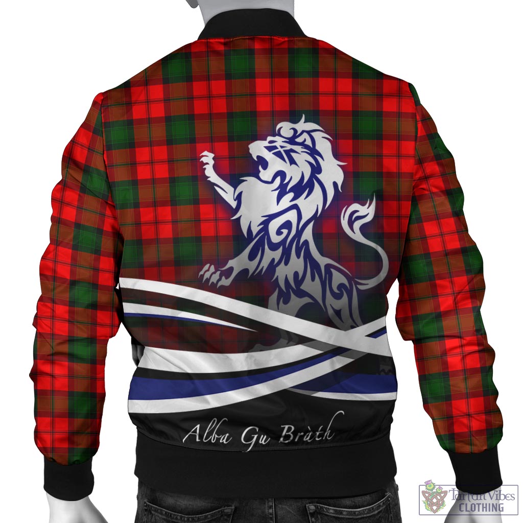 Tartan Vibes Clothing Kerr Modern Tartan Bomber Jacket with Alba Gu Brath Regal Lion Emblem